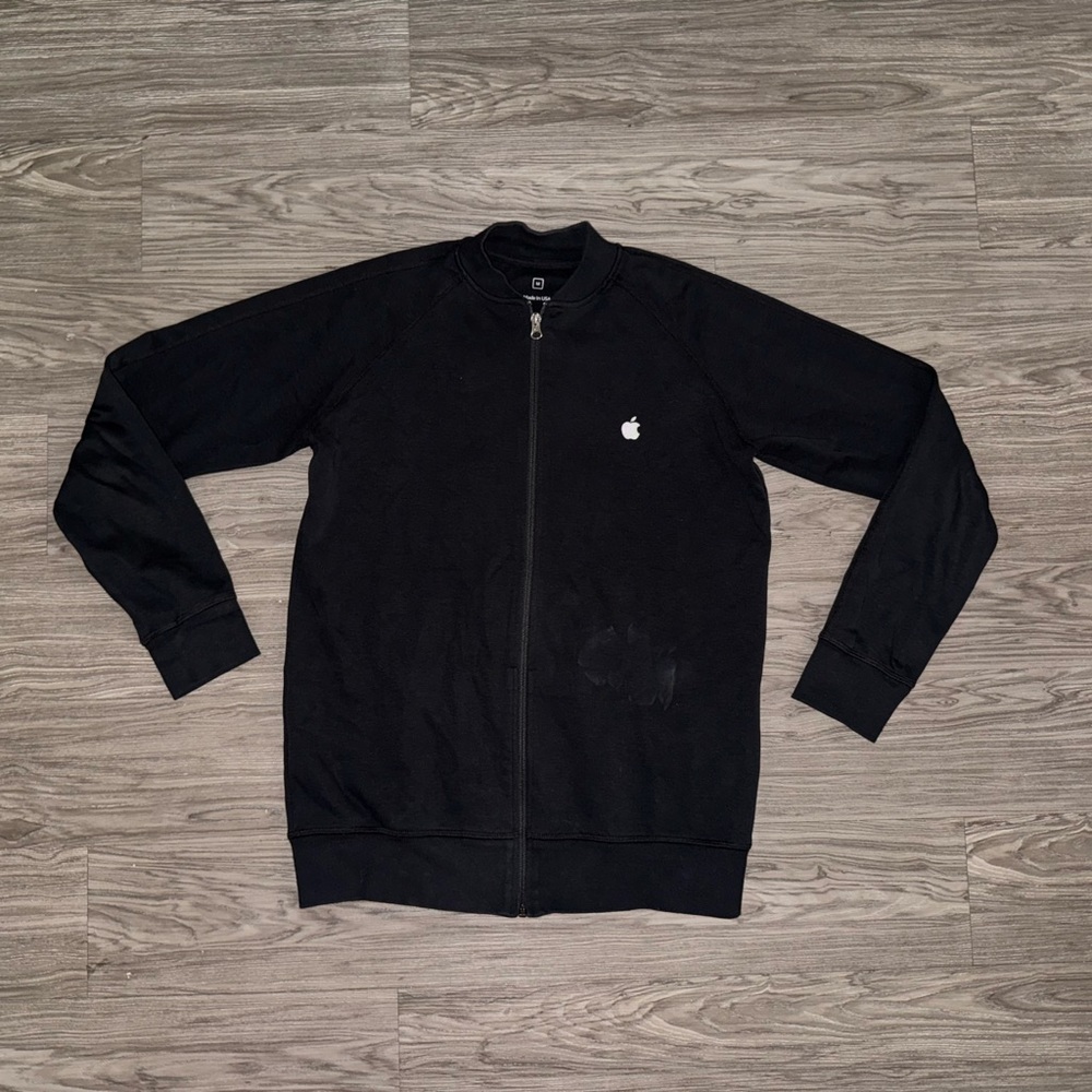 Apple Store Employee Jacket Mens M Black Full Zip Bomber Long Sleeve